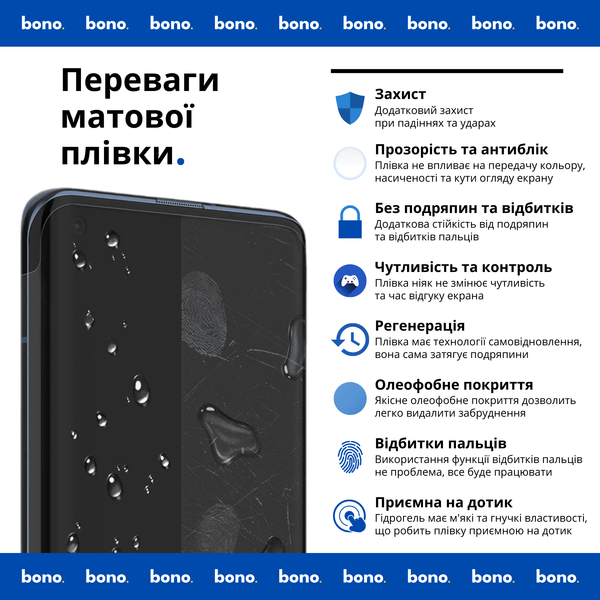 Гідрогелева антиблікова плівка bono Matte для Nokia 1.3 420184 фото